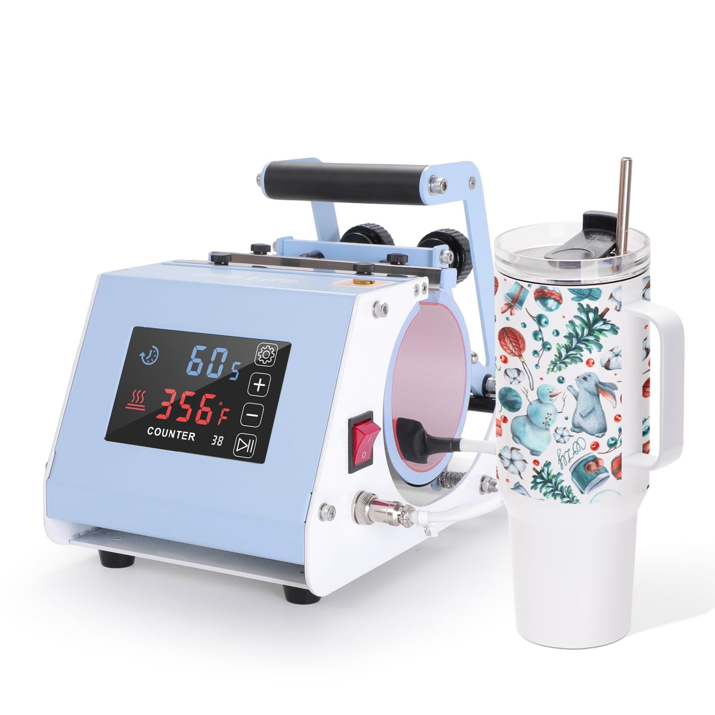 PYD Life 110 V Mini Mug Heat Press Machine Mint Green Tumbler Heat Press Machine Touch Screen for 11 OZ-15 OZ Sublimation Mugs 18 OZ Sublimation Glass Can,for Infusible Ink Sheets Sublimation Paper