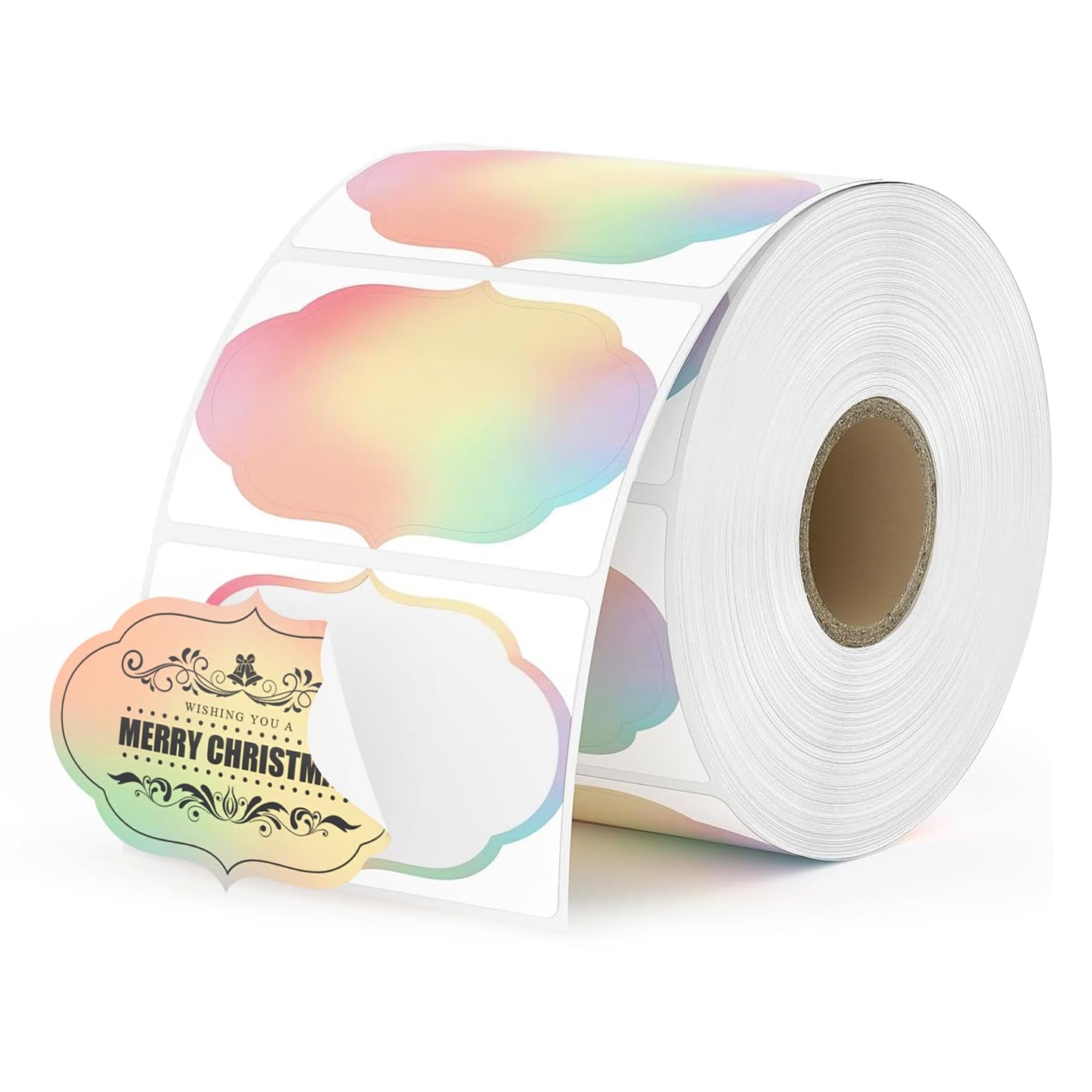 MUNBYN Flower Thermal Labels, 2.25" Rainbow Color Thermal Stickers, Circle Thermal Labels for DIY Business Logo, Small Business, 500 Labels/1 Roll