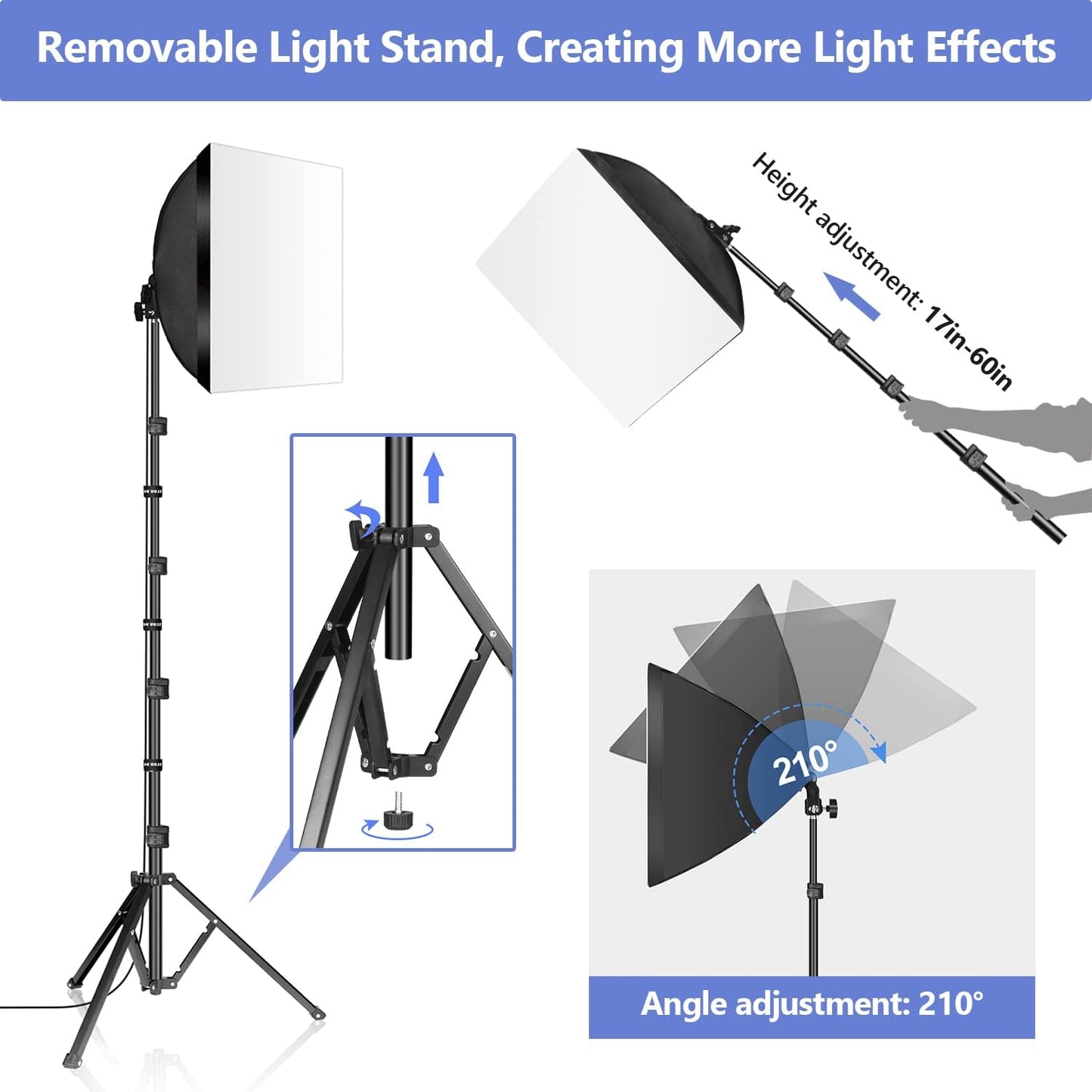 SLOW DOLPHIN Photography Studio Softbox Lighting Kit with 16"X16" Softbox and 3 Colors Temperature 85W LED Bulb with Remote,Professional Photo Studio Equipment for Portrait,Video YouTube (1PACK)