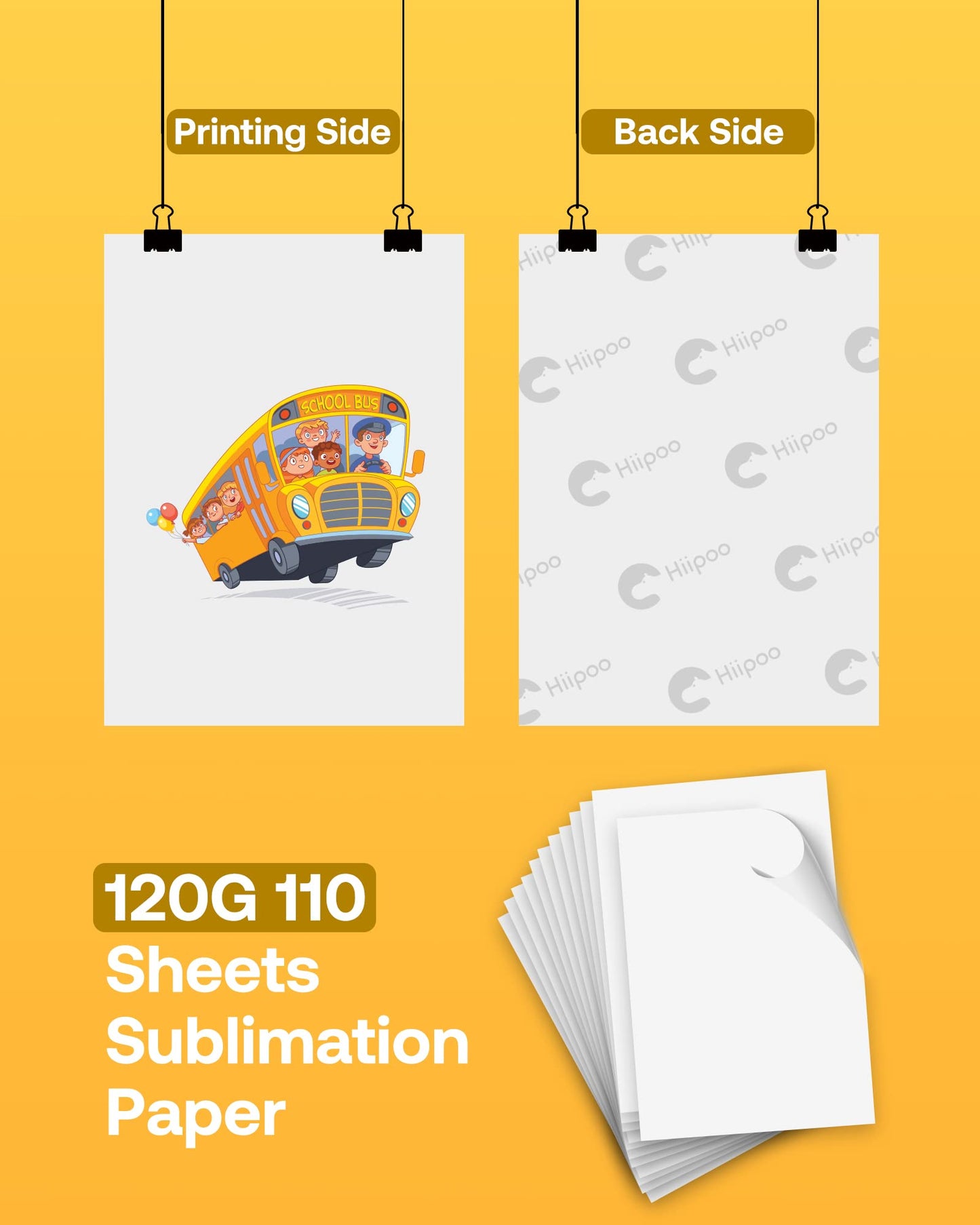 Hiipoo Sublimation Paper 8.5x11 Inch, Work with Sublimation Ink and E Sawgrass Inkjet Printers for Mugs T-Shirts Light Fabric and Other Sublimation Blanks (110 Sheets, 120G) (A-8.5x11)