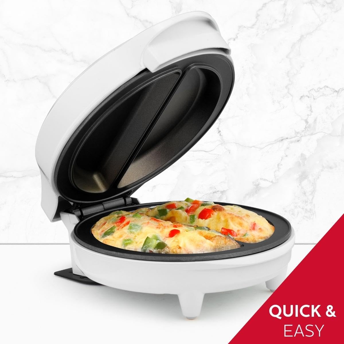 Holstein Housewares - Non-Stick Omelet & Frittata Maker, Stainless Steel - Makes 2 Individual Portions Quick & Easy (2 Section, Black)