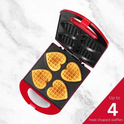 Holstein Housewares - Non-Stick Heart Waffle Maker, Mint - Makes 4 Heart-Shaped Waffles in Minutes