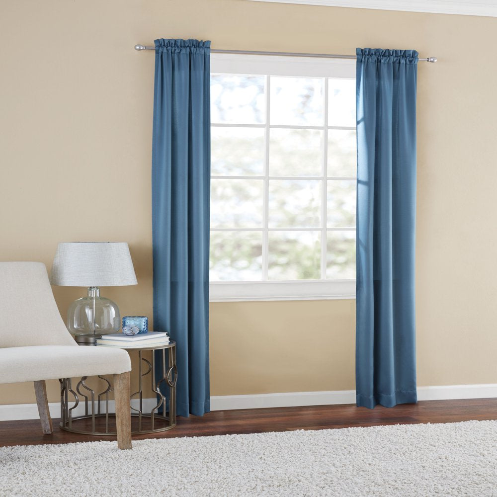 Solid Blue Moonlight Room Darkening Rod Pocket Curtain Panel Pair, 30" X 84"