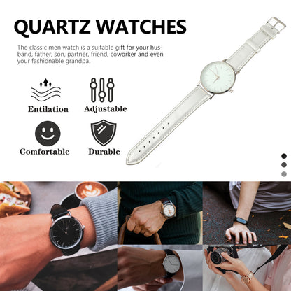 1 Pc Silver Watches PU Wristwatch Modern Watch Creative Couple Watches