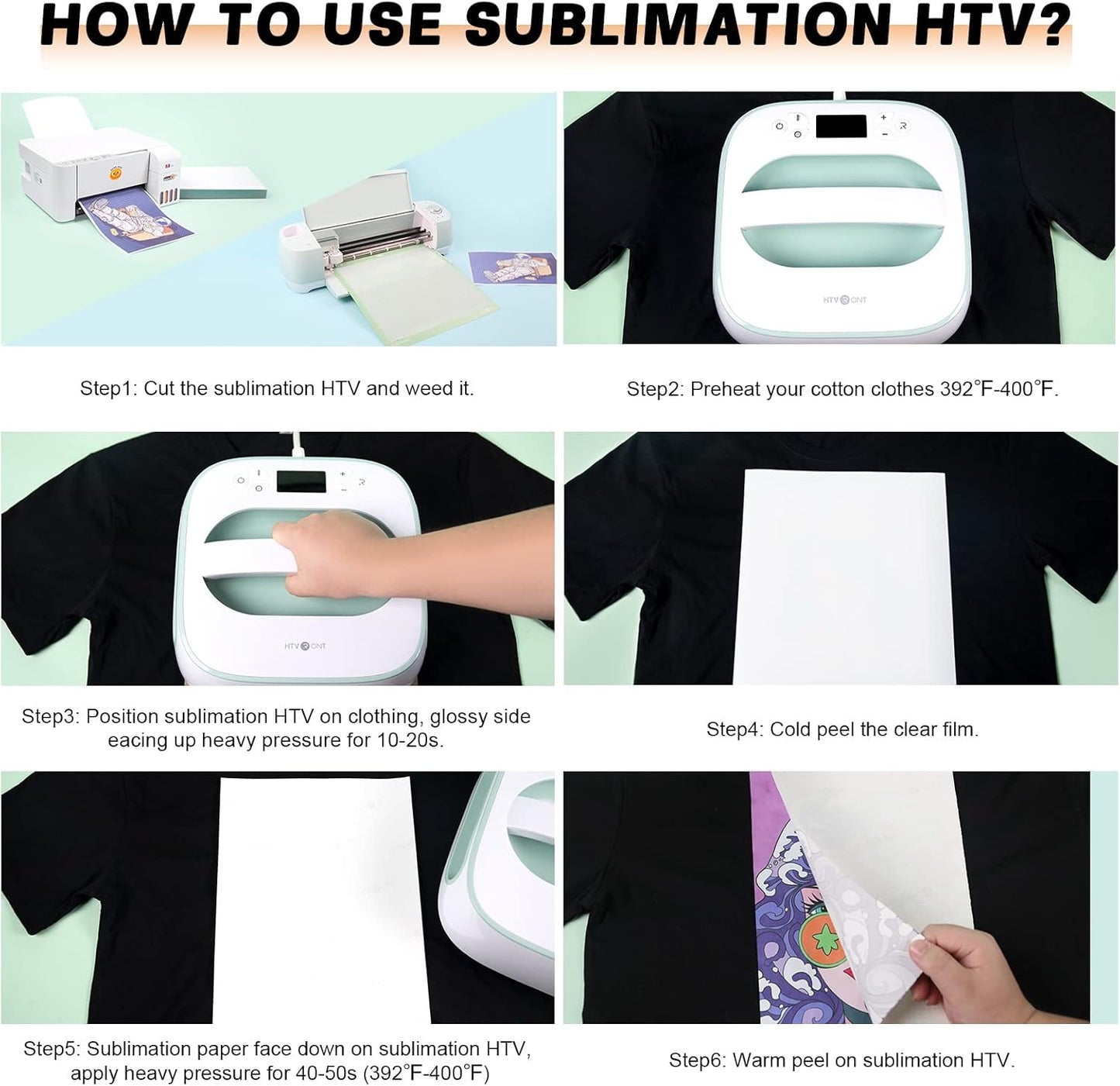 Sublimation HTV for Dark Fabric/Light Fabric 10 Pack Matte & DTF Transfer Film for Sublimation - 30 Sheets of A4 (8.3×11.7") for Sublimation Shirts/Pillow/Bag/Hat