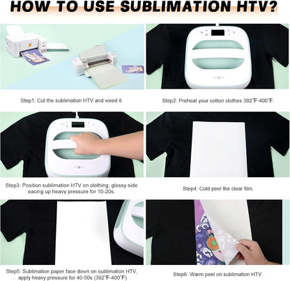 Sublimation HTV for Dark Fabric/Light Fabric 10 Pack Matte & DTF Transfer Film for Sublimation - 30 Sheets of A4 (8.3×11.7") for Sublimation Shirts/Pillow/Bag/Hat