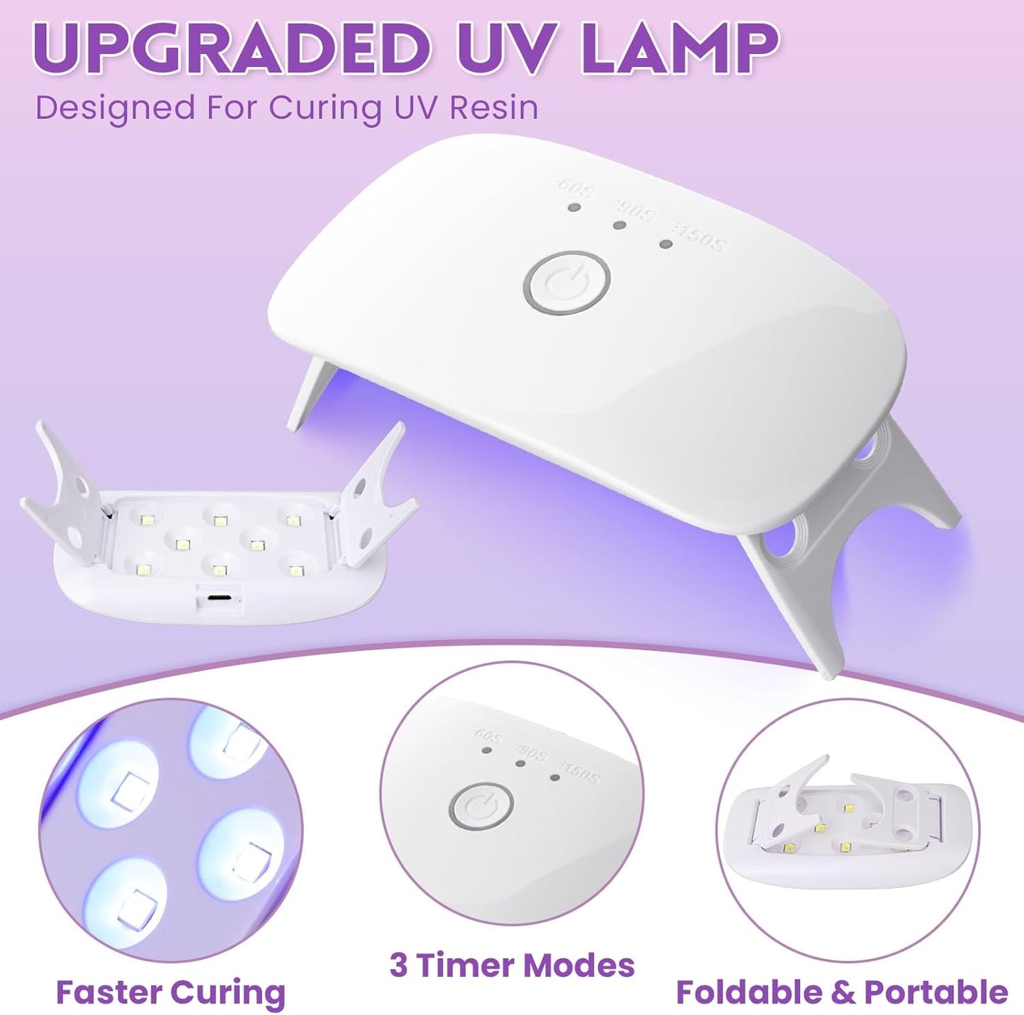 LET'S RESIN UV Resin Jewelry Making Kit - 153Pcs Crystal Clear 250G UV Resin Kit with Light, UV Resin Molds, Resin Starter Kit for Beginners, Keychain&Earring Making, Craft Decor