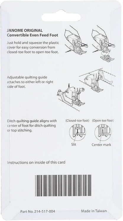 Janome Convertible Even Feed Foot Set Low Shank Horizontal Rotary Hook Models
