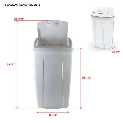 13 Gallon Trash Can, Plastic Swing Top Kitchen Garbage Trash Can, Black