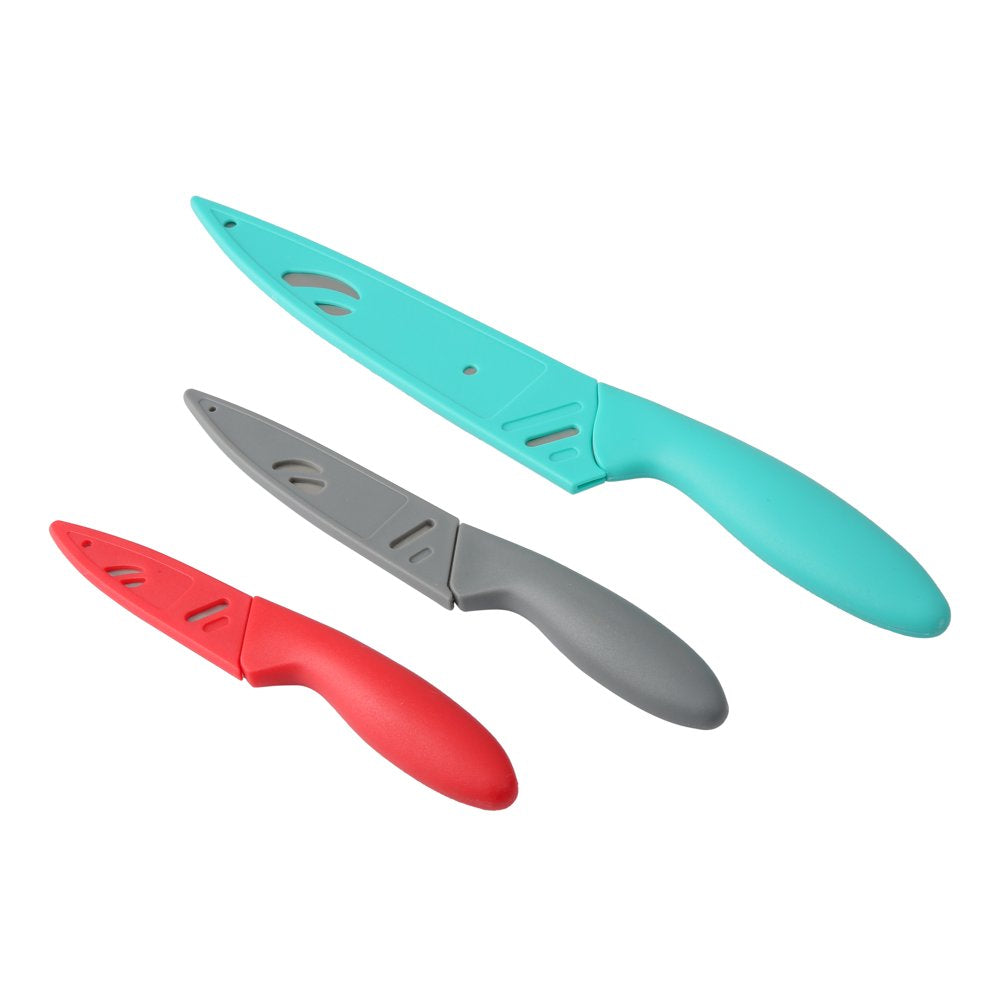 3 Piece Stainless Steel Color Knife Set with Ergonomic Handles