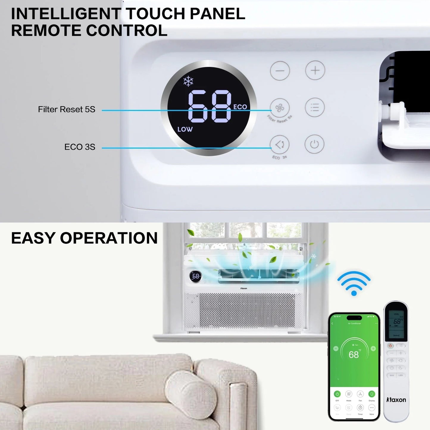 Energy Star 8000 BTU Inverter Window Air Conditioner, Energy-Saving Window AC Unit with APP & Voice Control, Ultra Quiet & Easy Installtion Design, Work with Alexa/Google Assistant, 115V/60Hz