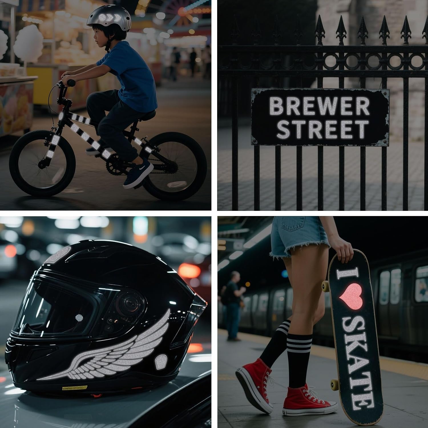 Black Reflective Chrome Adhesive Vinyl Flashlight Sensitive Vinyl for Crafts, Decals, Bikes, Motorcycles, Helmets, Mailbox, Reflective Tape, 1Ftx5Ft, Ink Black