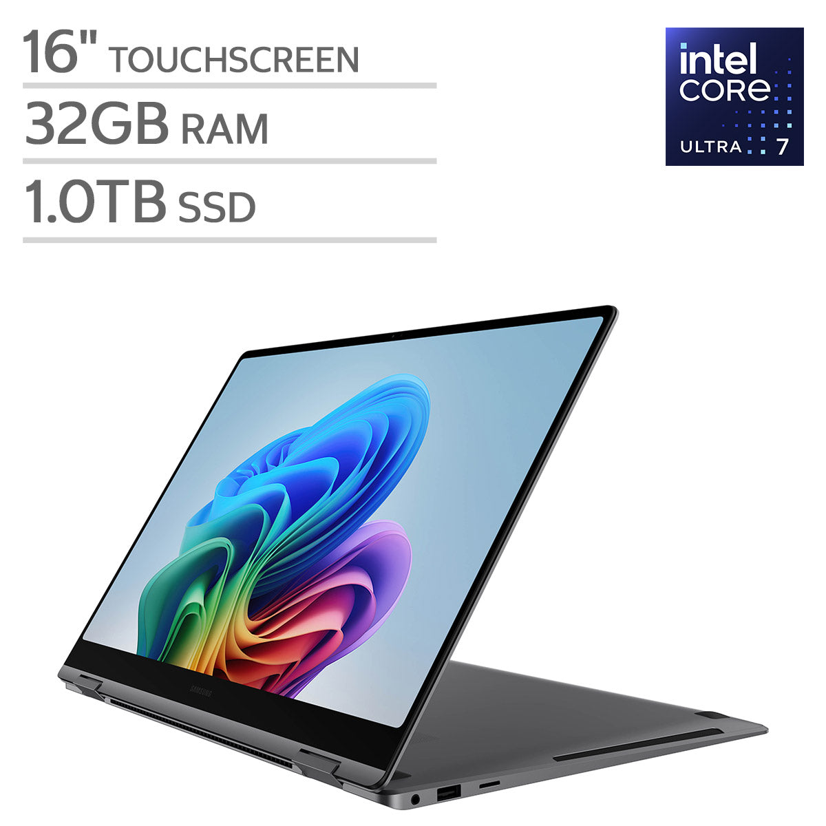 Samsung Galaxy Book5 Pro 360 16” AI Copilot+ PC Touchscreen - Intel Core Ultra 7 Processor - 32 GB RAM - Intel ARC Graphics - 1TB SSD in Gray - S Pen Included
