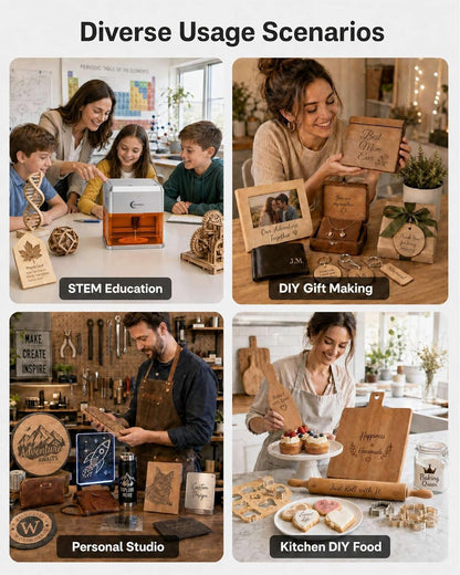 Carverall 5W Desktop Laser Engraver with Camera, Wifi & AI, A1 Pro AA Beginner Smart Laser Engraver Machine for Home DIY, Beginners, Personal Gifts Engraves Wood/Leather/Paper/Glass/Food, Class 1