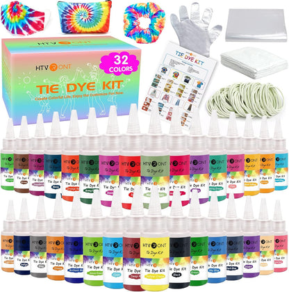 Tie Dye Kit - 32 Vibrant Colors Pre-Filled Bottles Tyedyedye Kit, Permanent Non-Toxic for Large Groups Kids Adults,Tye Fabric Textile Handmade Party(Just Add Water)