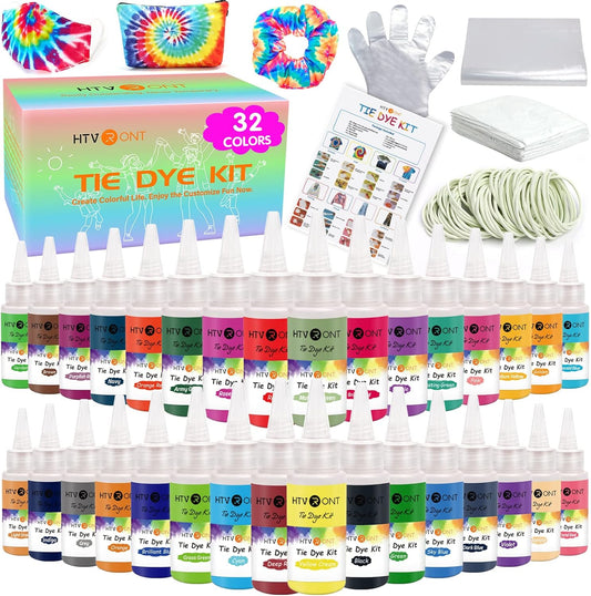 Tie Dye Kit - 32 Vibrant Colors Pre-Filled Bottles Tyedyedye Kit, Permanent Non-Toxic for Large Groups Kids Adults,Tye Fabric Textile Handmade Party(Just Add Water)