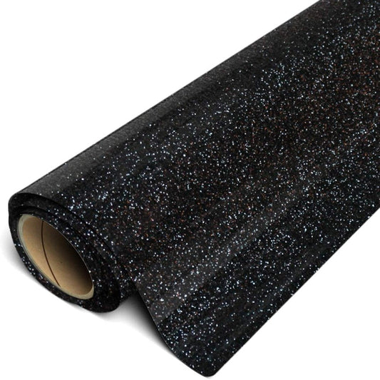 Glitter HTV Iron on Heat Transfer Vinyl 12" X 2Ft Roll - Black