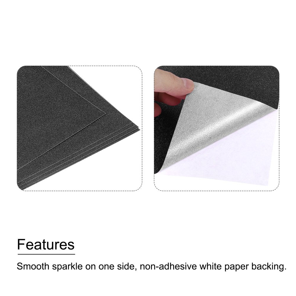 10 Sheets Glitter Cardstock Paper for DIY, 7.8 Inch X 11.8 Inch, Black, 80Gsm