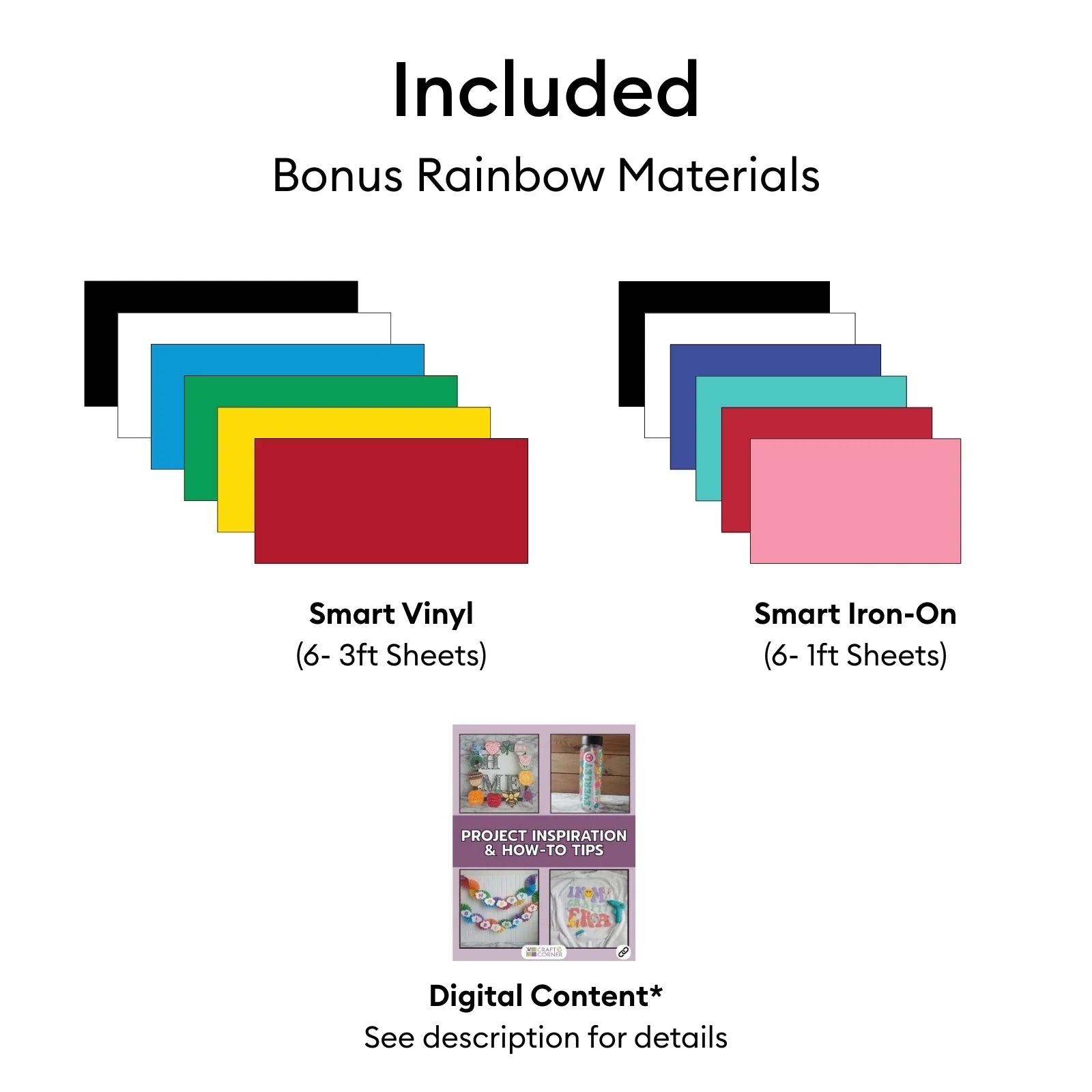 Cricut Joy 2 Cutting Machine Rainbow Sampler Bundle with Vinyl and HTV