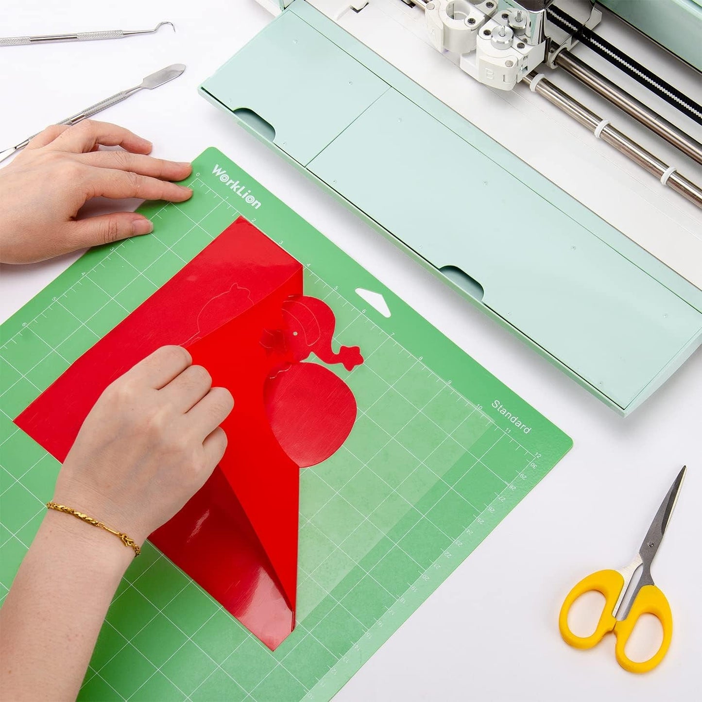 WORKLION 12X12 Cutting Mat for Cricut: (Standard Adhesive, 3 Mats) Cricut Explore One/Air/Air 2/Maker Standard Adhesive Sticky Green Quilting Cricket Replacement Cut Mats