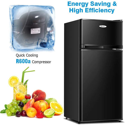 2 Doors 3.4 Cu Ft. Unit Compact Mini Refrigerator Freezer Cooler