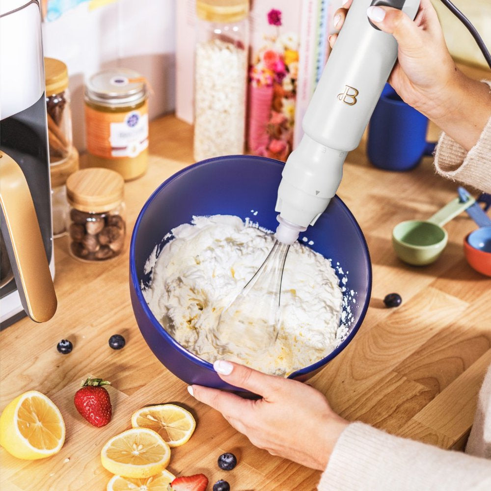 2-Speed Immersion Blender with Chopper & Measuring Cup, White Icing by Drew Barrymore