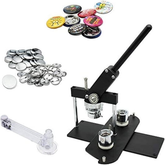 Chibuttons Pro 25Mm (1") Metric Button Maker Machine B400 Kit | All-Metal Craft Press with 500 Sets Components, Adjustable Circle Cutter & Moulds | Tiny Buttons, Mini Badges, Custom Pins (Black-New)