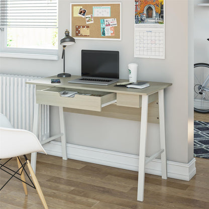 Oxford Computer Desk with Drawer, Pale Oak