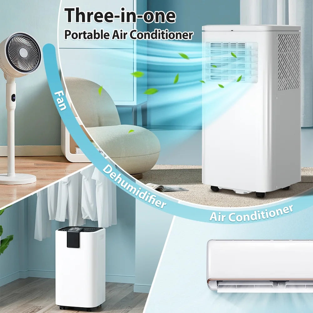Portable Air Conditioner 10000BTU Ashrae ( 6000BTU) Indoor Room AC Unit Dehumidifier Window Kit Remote Control Easy&Efficient Bedroom