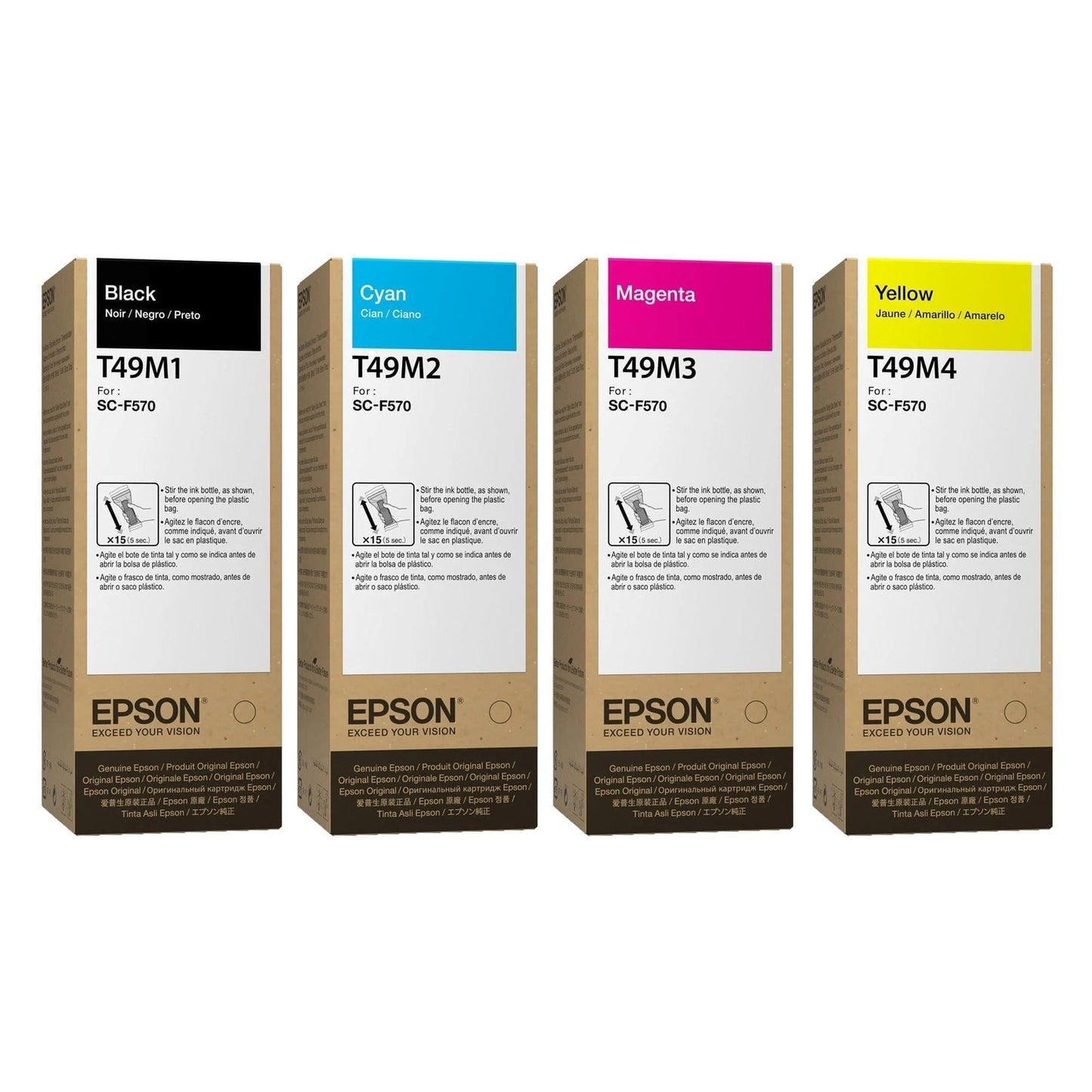 Epson Ink Set for F170 & F570 - 4 Pack with 300 Sheets of Sublimation Paper