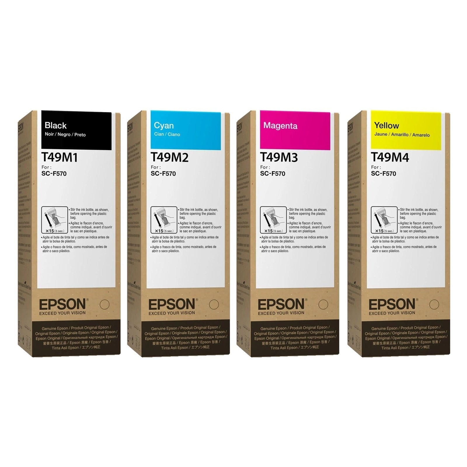 Epson Ink Set for F170 & F570 - 4 Pack with 300 Sheets of Sublimation Paper