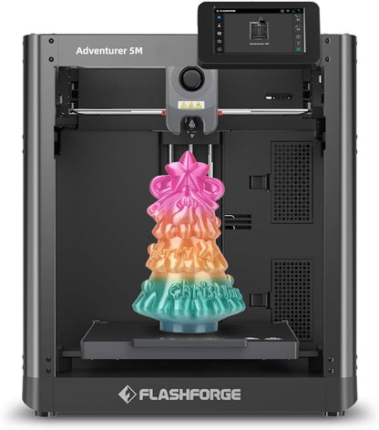 FLASHFORGE Adventurer 5M 3D Printer, 600Mm/S High-Speed, 1 Click Fully Auto Leveling, Upgraded Direct Extruder Quick Detachable 280°C Nozzle, Dual-Sided PEI Coating Plate, Print Size 220X220X220Mm