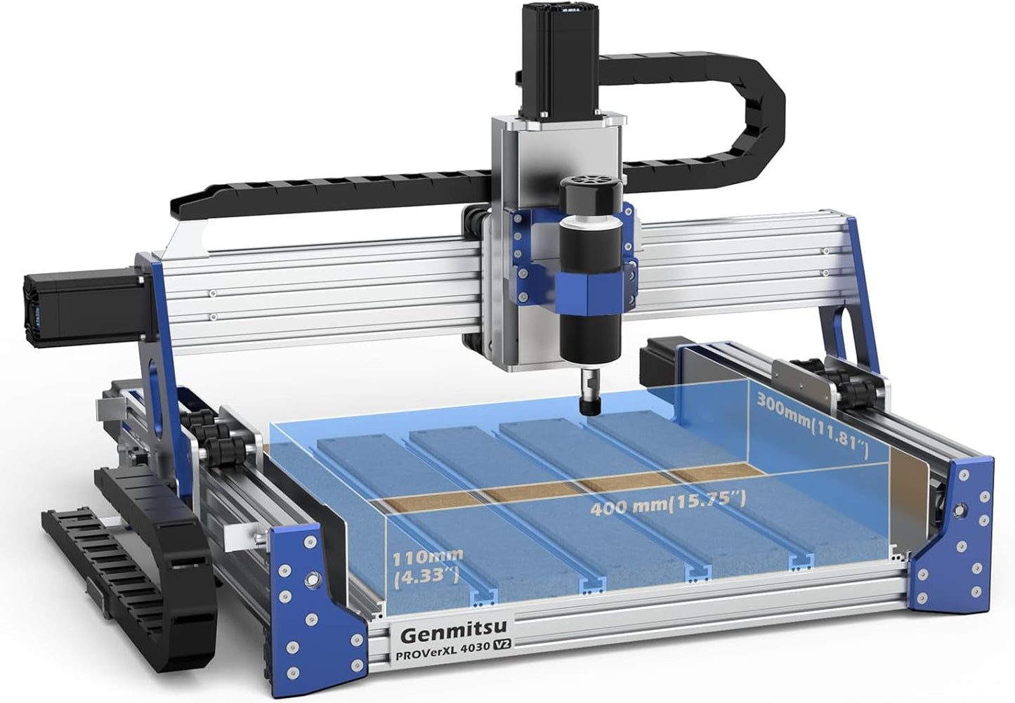Genmitsu CNC Router Machine Proverxl 4030 V2, NEMA 23 Closed-Loop Stepper Motor, 3 Axis Milling Machine with 400W Spindle, Fast Speed for Wood Metal Acrylic PCB MDF, Working Area 400 X 300 X 110Mm