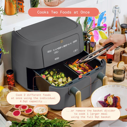 9QT Trizone Air Fryer, Oyster Grey by Drew Barrymore