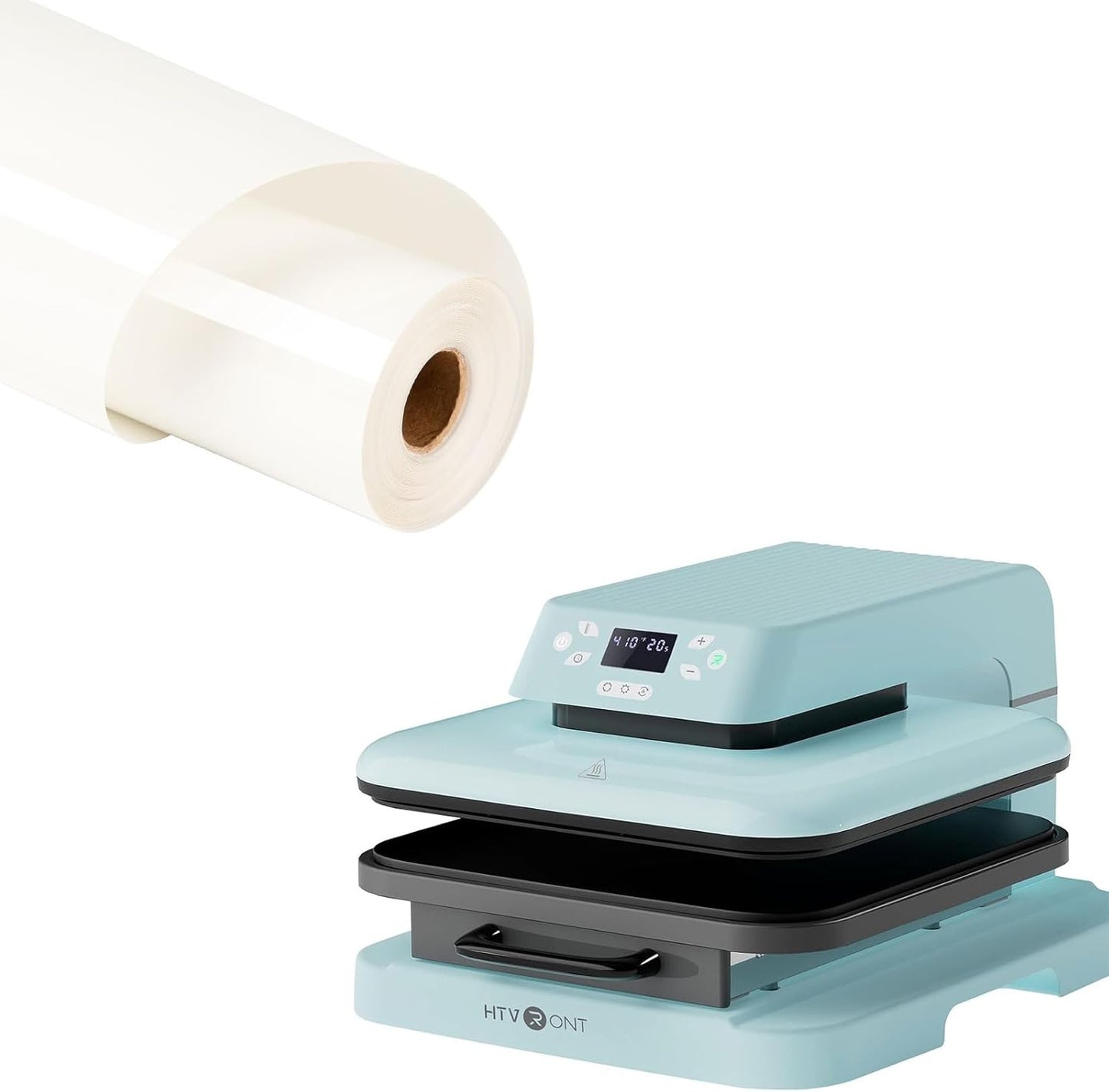 Automatic Heat Press Machine for T Shirts - Heat Press 15X15 &  White Heat Transfer Vinyl Roll - 12" X 30Ft