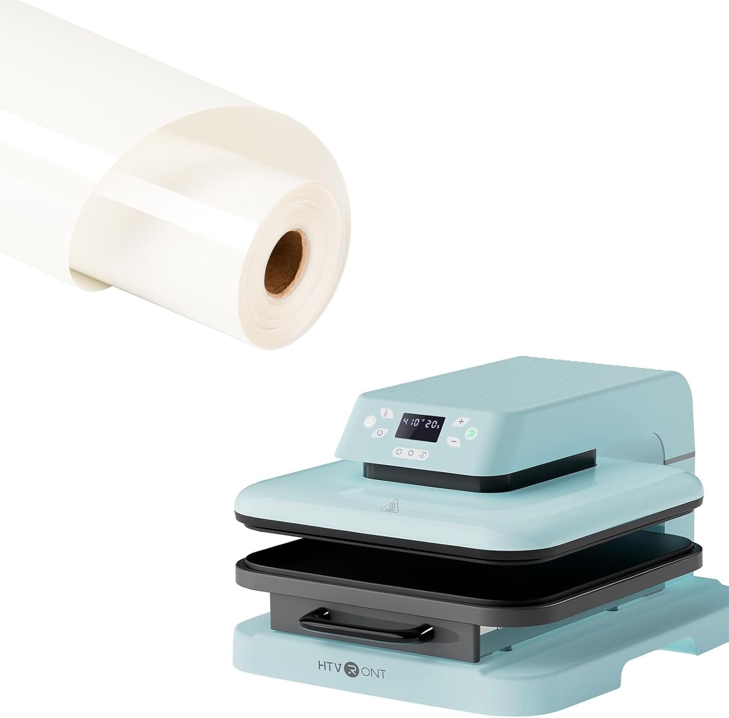 Automatic Heat Press Machine for T Shirts - Heat Press 15X15 &  White Heat Transfer Vinyl Roll - 12" X 30Ft