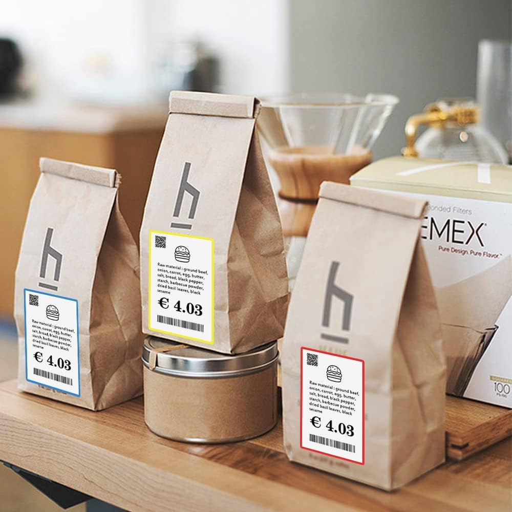 Phomemo Labels for M110 M120 M221 M200 M220 M150 M250 M260 M108 M100 Label Printer, Thermal Paper for Small Business, Barcode, Address, Clothing, Black on White 1.97"X3.15"(50X80Mm) 100Label/Roll