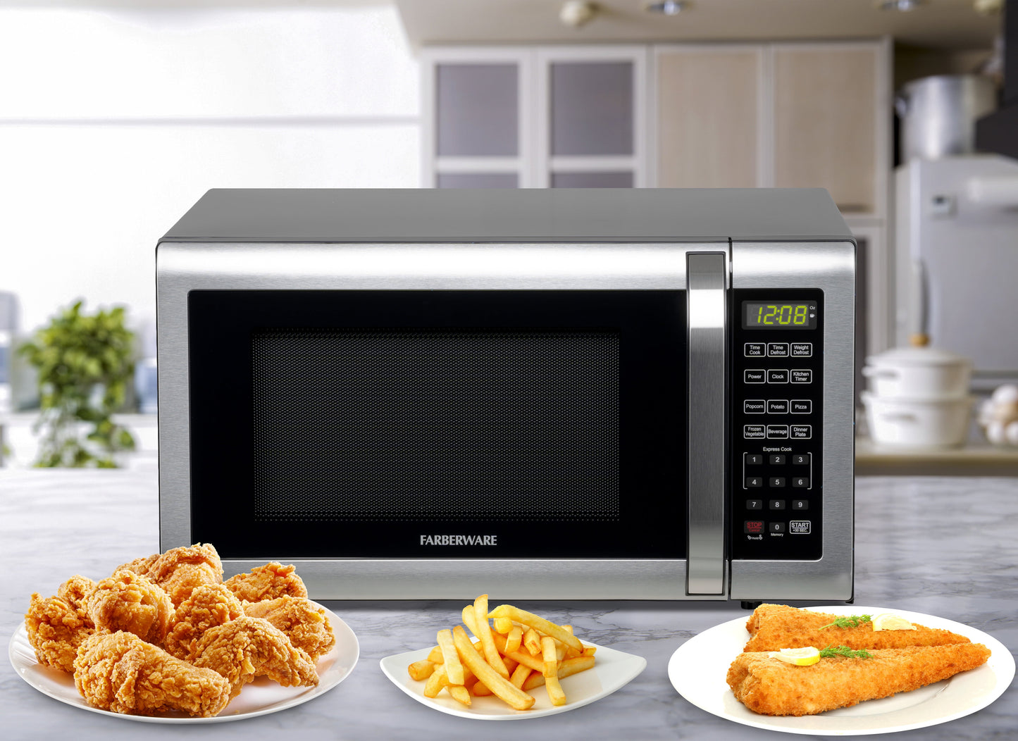 1.6 Cu. Ft Countertop Microwave Oven, 1100 Watts, Stainless Steel