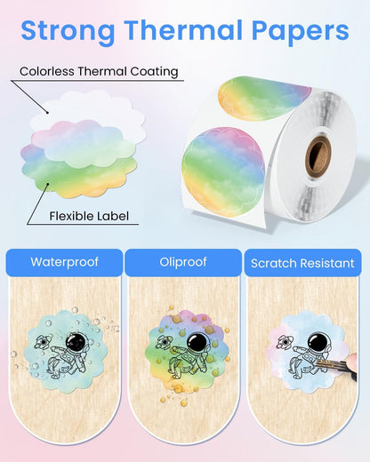 Phomemo Thermal Labels - 3 Rolls Gradient Color M110 Labels for M110/M220/M221/M120/M200, 1.96"X1.96" (50X50Mm), 140 Labels for Small Business/Home Use, Barcode, Address, Logo