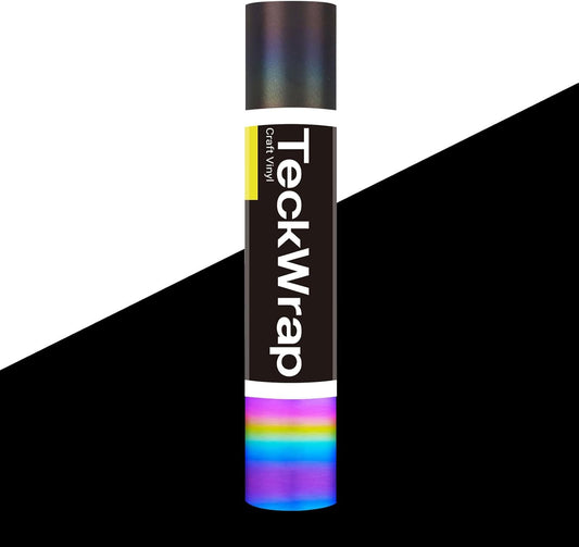 Black Holographic Reflective Adhesive Vinyl Flashlight Sensitive Vinyl for DIY Craft Cutters, Signs, Scrapbooking, 1Ftx5Ft