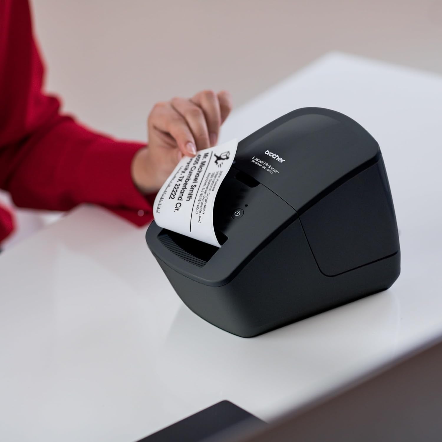 QL-600 Desktop Monochrome Label Printer, up to 2.4" Label Width, No Ink Required, Uses  Genuine DK Drop-In Rolls for Fast Labeling and Easy Integration with Microsoft Applications