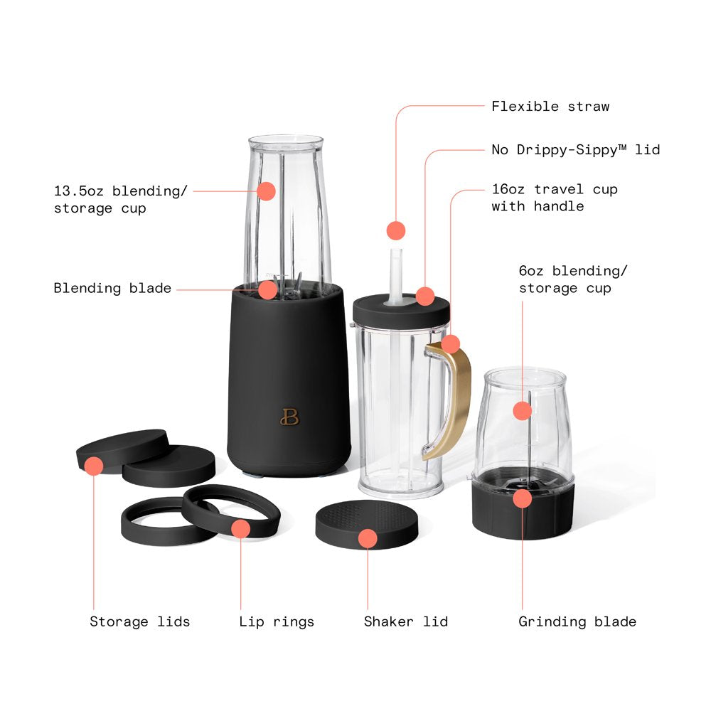 Personal Blender Set with 12 Pieces, 240 W, Black Sesame by Drew Barrymore