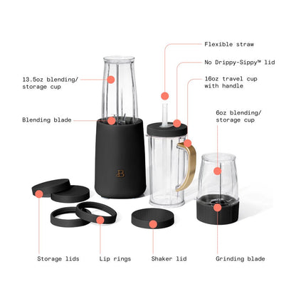 Personal Blender Set with 12 Pieces, 240 W, Black Sesame by Drew Barrymore