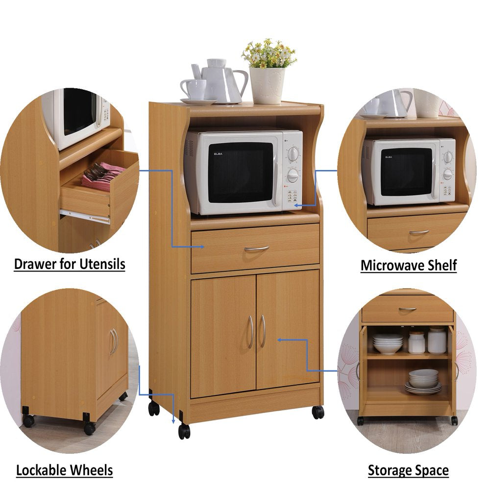 Microwave Kitchen Cart, Beech