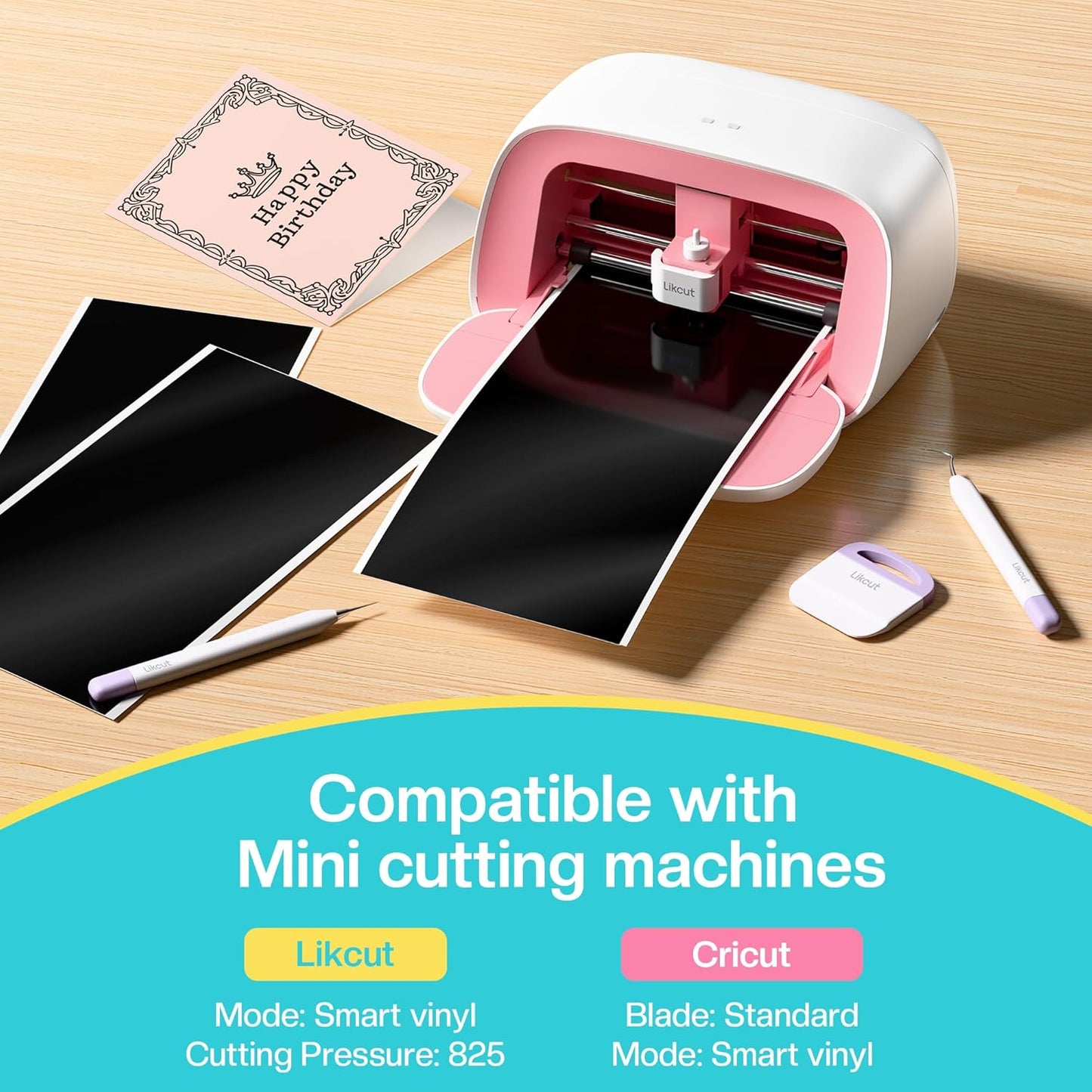 5.5" X 12" Smart Permanent Vinyl - 30 Sheet Black Vinyl Compatible with Cricut Joy, Removable Adhesive Vinyl for Party Decor, Label Making and Home Crafting, Accessories