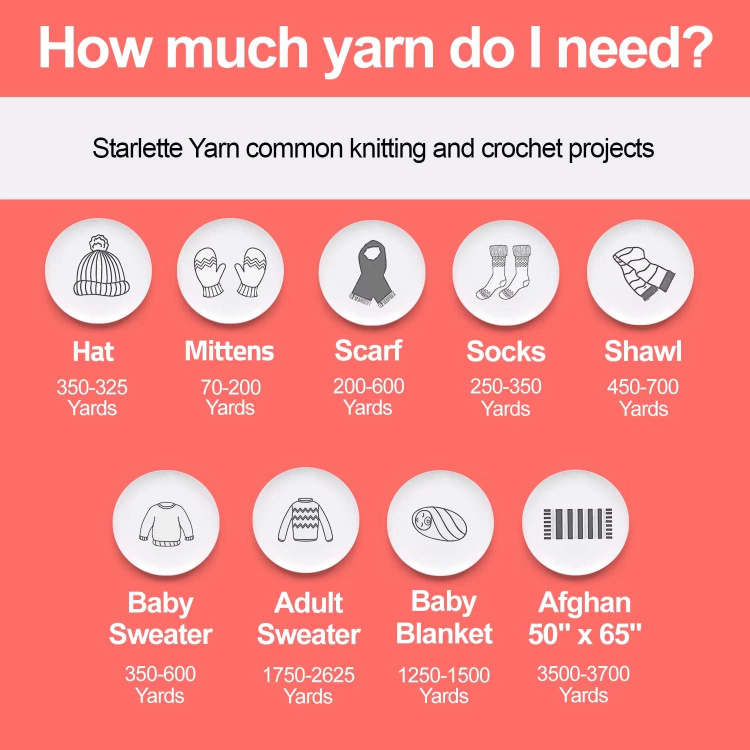 Mary Maxim Starlette Crochet and Knitting Yarn - Acrylic Worsted Weight Yarn 4, Coral