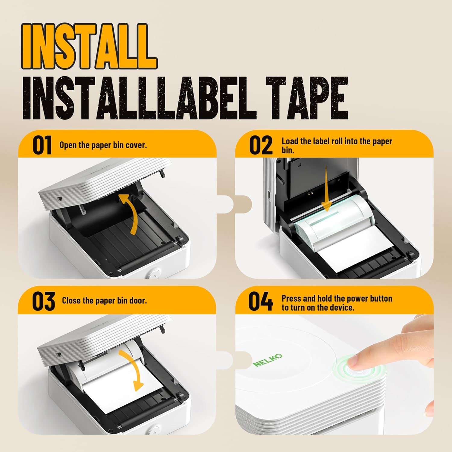 Nelko Genuine Self-Adhesive Thermal Printer Stickers, Compatible with PM230 Mini Sticker Printer, Black on White, 54Mmx3.5M, 3 Rolls, Transparent