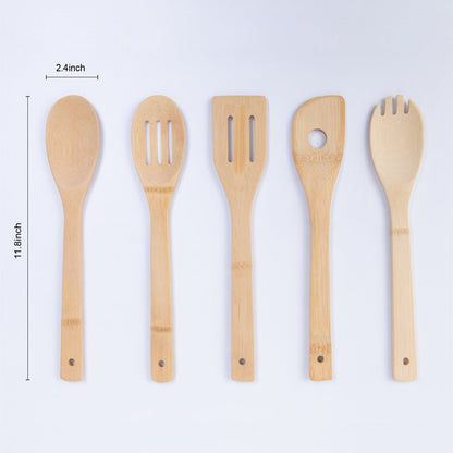 100% Natural Bamboo Tool and Gadgets 5 Pieces Utensil Set