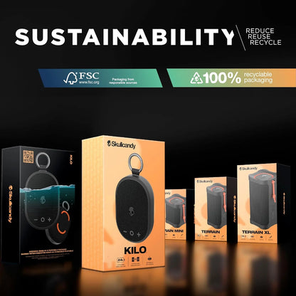 Kilo XT Wireless Bluetooth Speaker, IPX7 Waterproof, 24 Hour Battery, True Wireless Pairing, Outdoor Use
