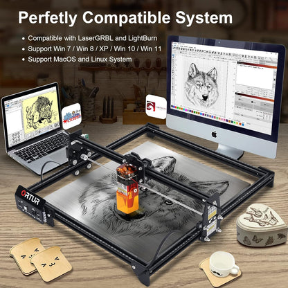 ORTUR Laser Engraver, Laser Master 2 S2 LF, 5500Mw Laser Engraving Cutting Machine, 0.17 * 0.25Mm Fixed-Focus Laser Cutter
